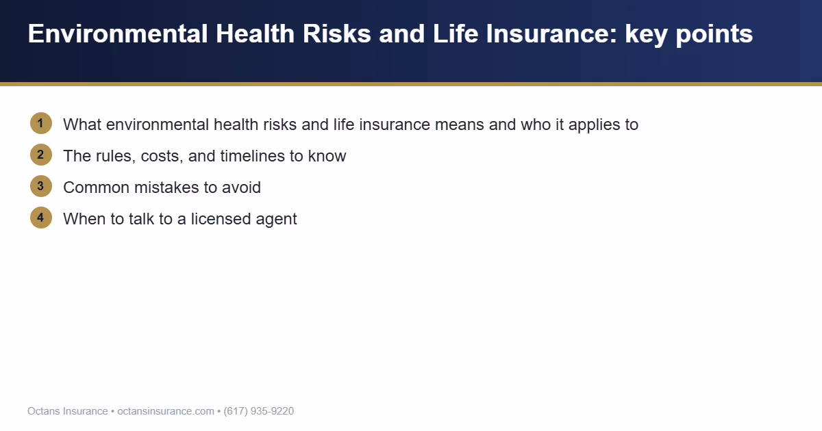 Environmental Health Risks and Life Insurance key points summary