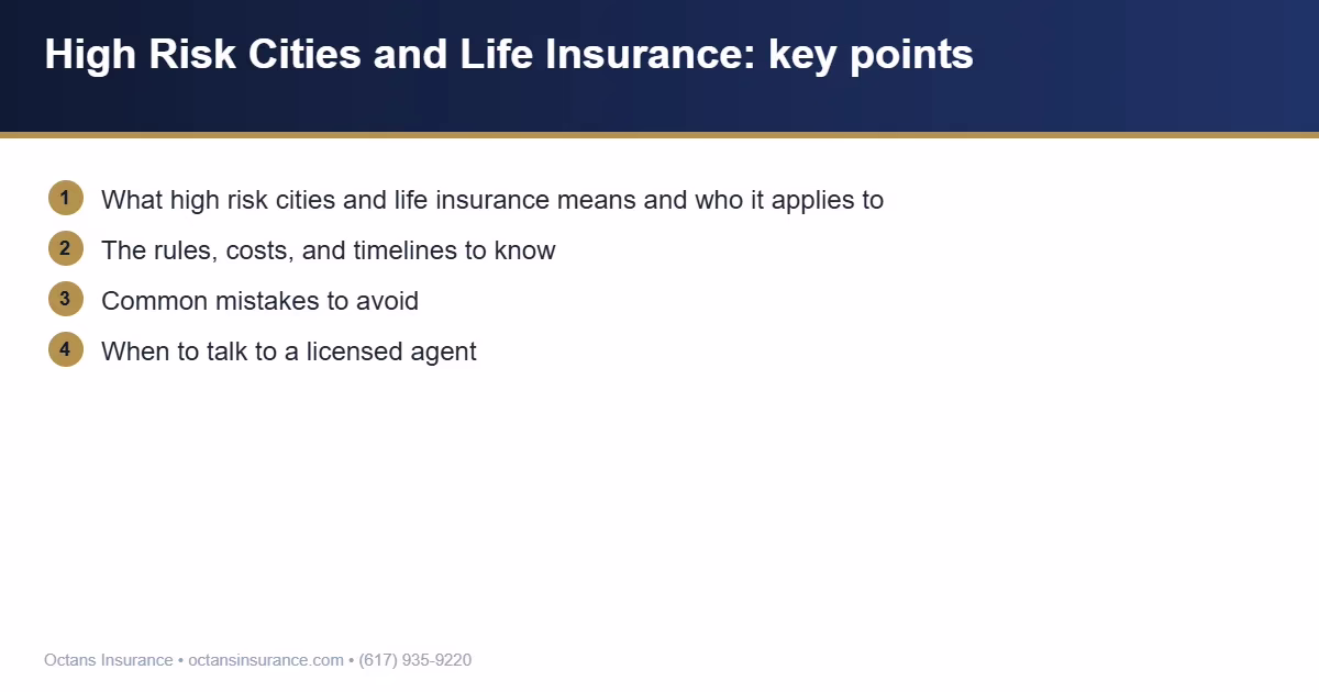 High Risk Cities and Life Insurance key points summary