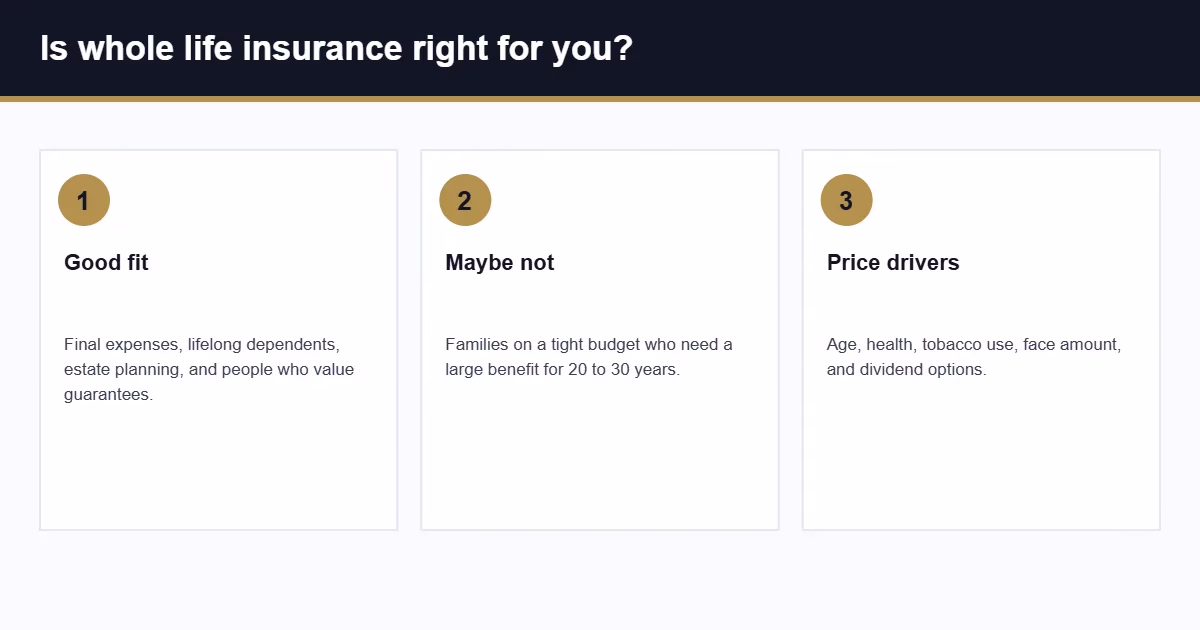 Is whole life insurance right for you: good fit and price drivers