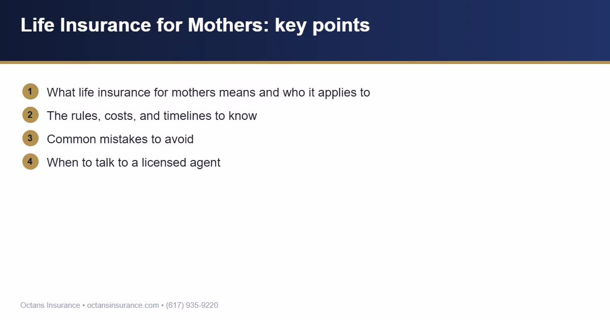 Life Insurance for Mothers key points summary